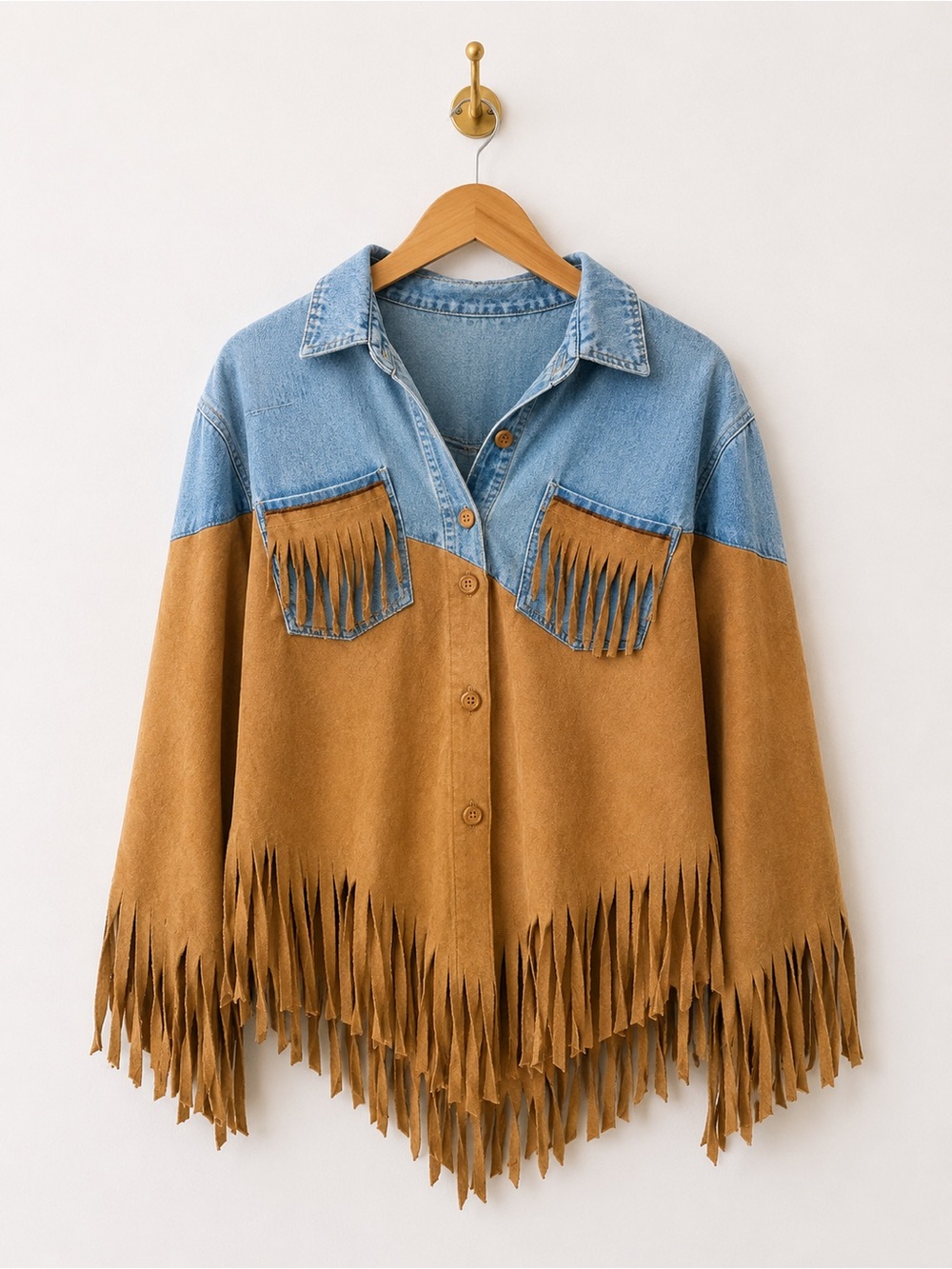 Handmade Denim + Faux Suede Fringe Festival Top